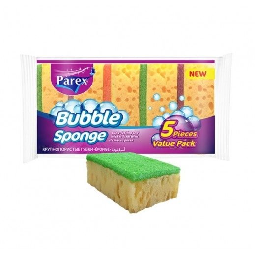 PAREX EPONGE BUBBLE COULEUR 5PCS  *24